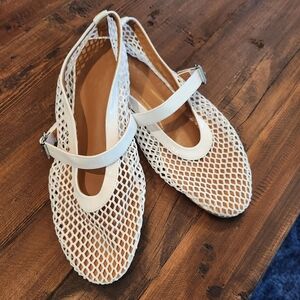 Women's Mesh Ballet flats, Brand New with silver buckle strap ,size 8